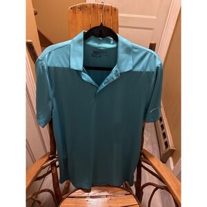 Nike Golf Dri-FIT Polo Shirt Mens‎ Medium Turquoise Blue Geometric Standard Fit